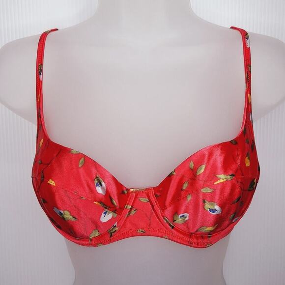 VTG Y2K Victoria's Secret Second Skin Bra Satin 5515 Demi 34B Floral Underwire - Picture 1 of 12